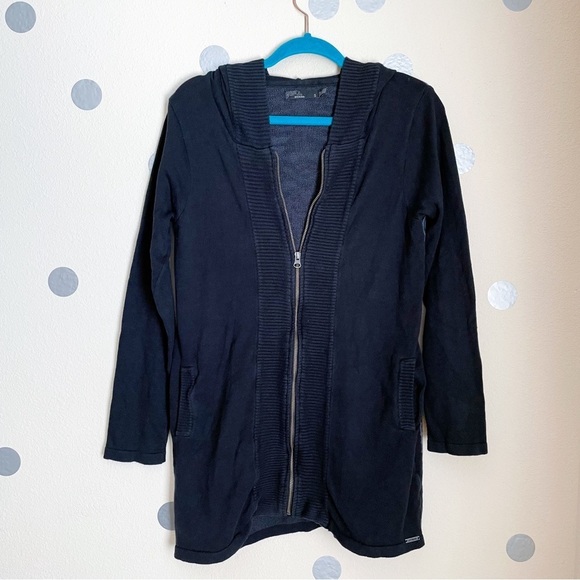 Prana Misha Hooded Zip Up Duster Sweater Jacket with Jaquard Pattern on … - Picture 2 of 6